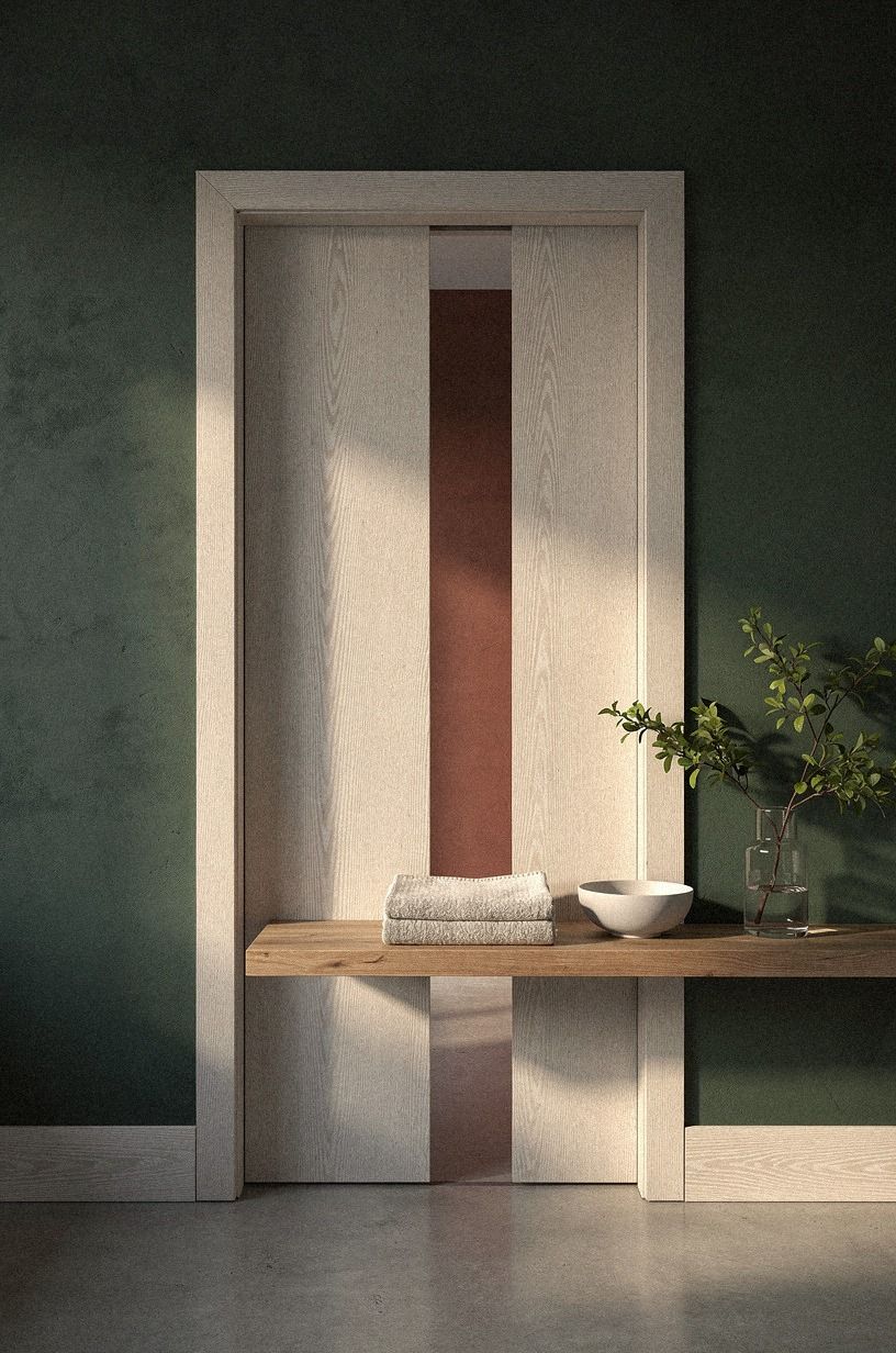 Tuck the door inside a niche wall