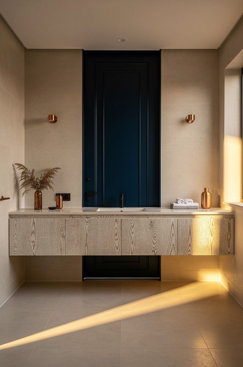 Disguise the door with shallow shelves