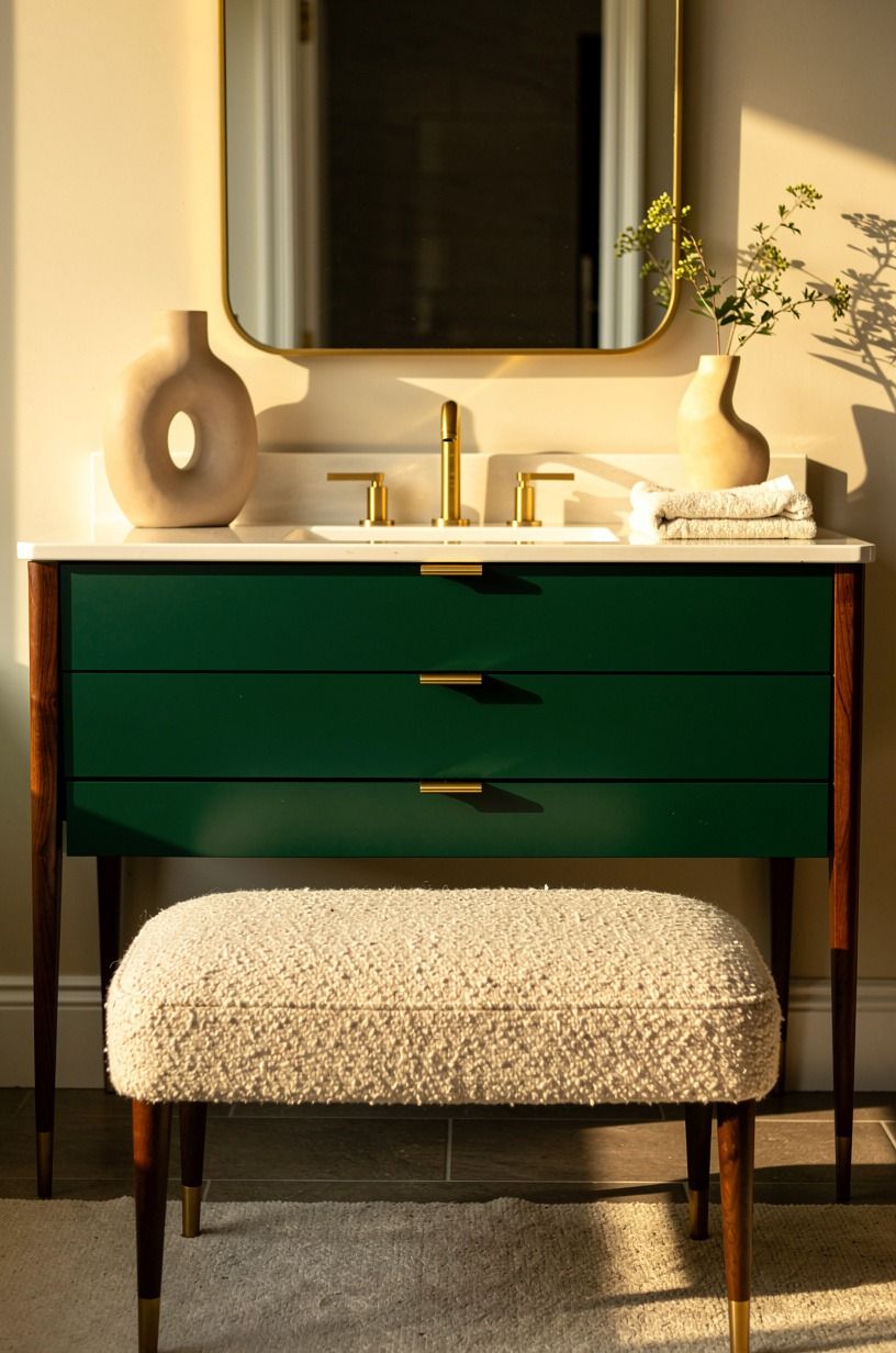 Add a painted vanity, but skip the sugary blue cabinet