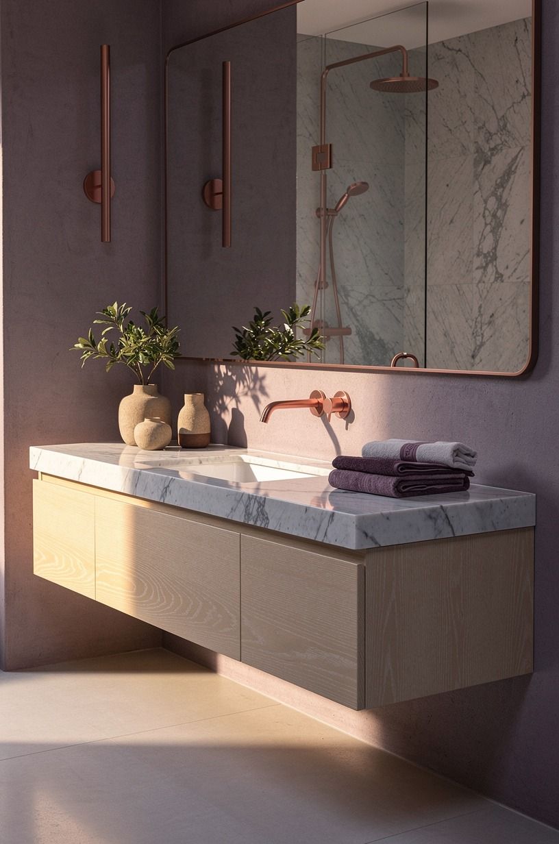 Anchor the Room With a Floating White Oak Vanity