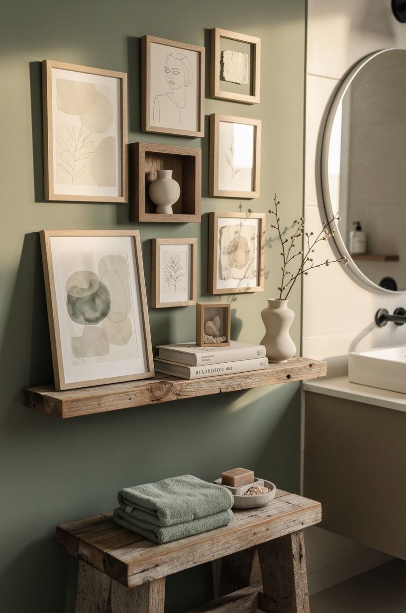 Build a little gallery wall where the towel bar used to be
