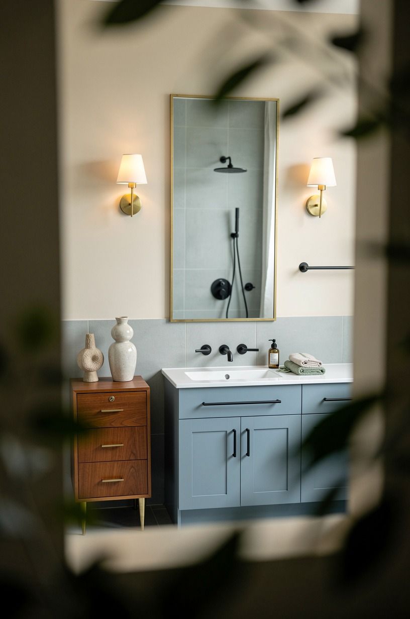 Can a light blue bathroom handle black hardware?