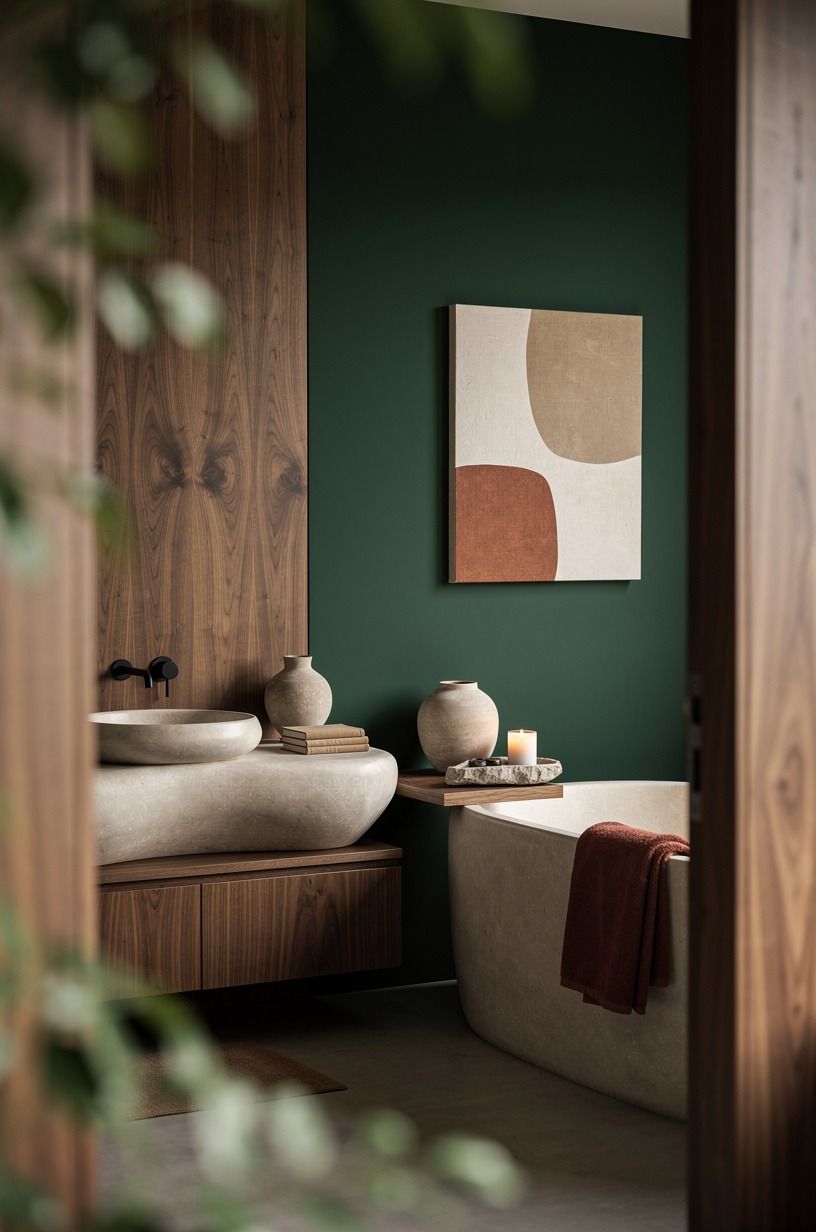 commit to one wall in deep forest green