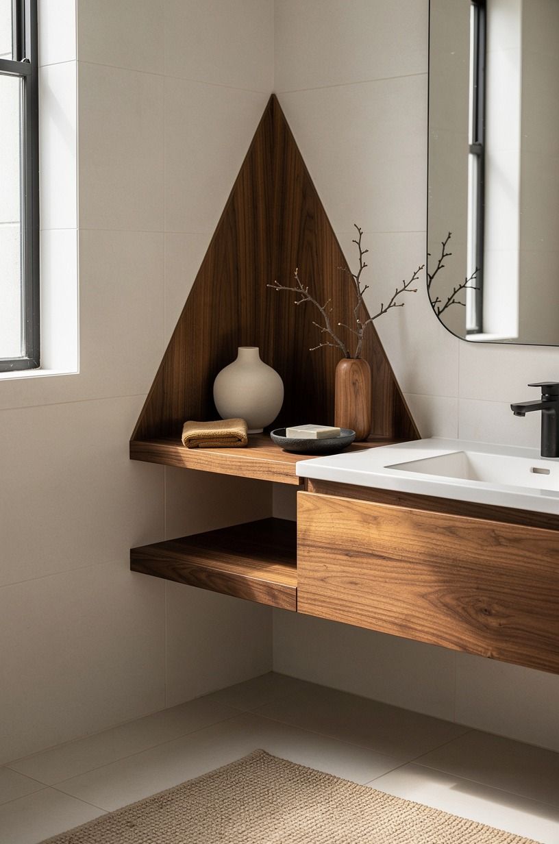 Float a Corner Triangle Shelf for the Built-In Look