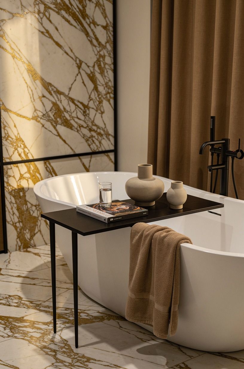 Float a tub table within arm’s reach