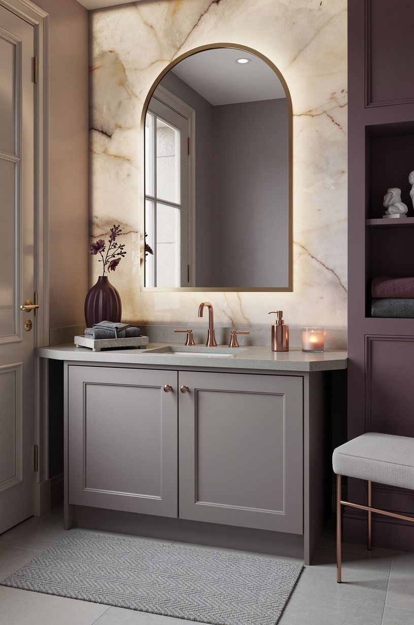 Float an arched mirror to fake the villa window, the Arched Mirror Move