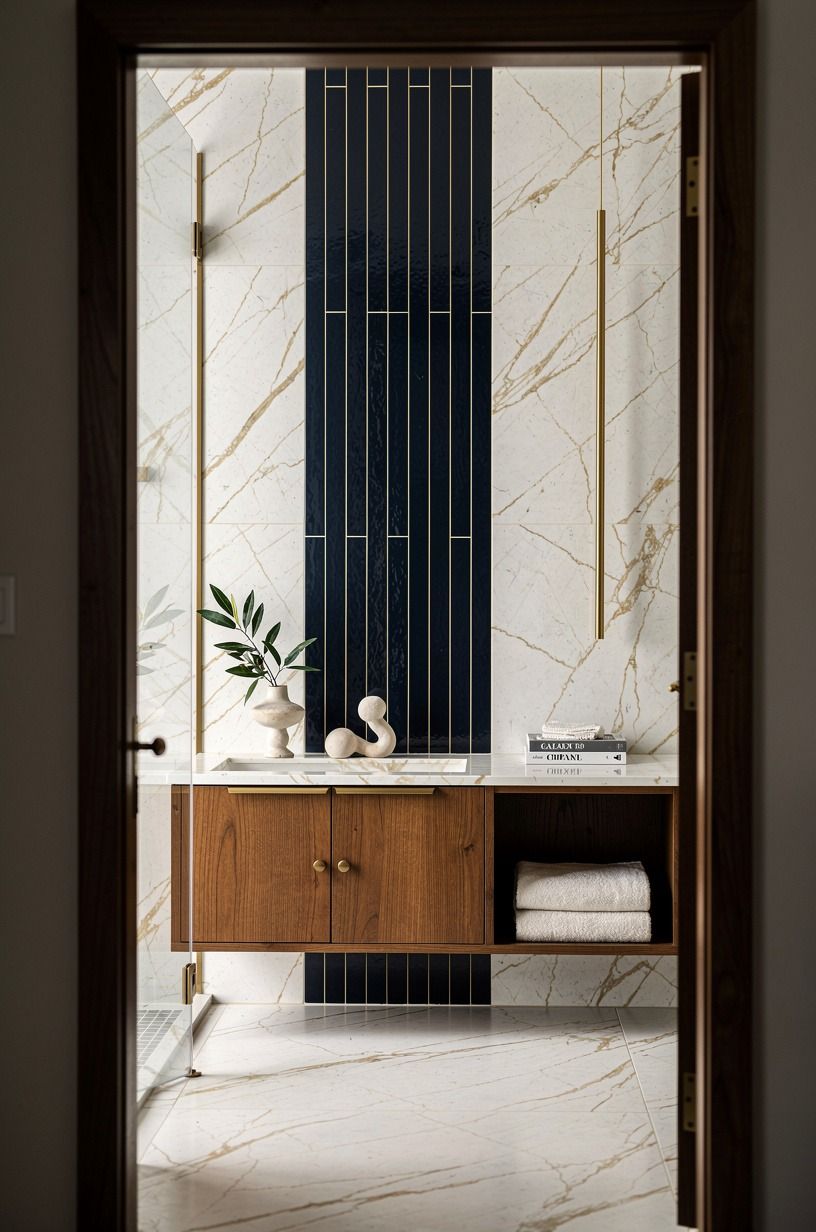 Frame the Shower With a Vertical Tile Stripe