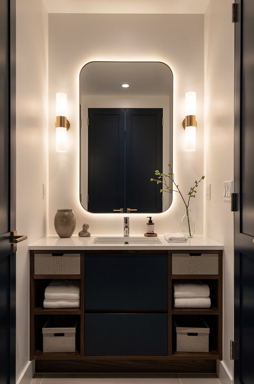 Frame the vanity with real sconces