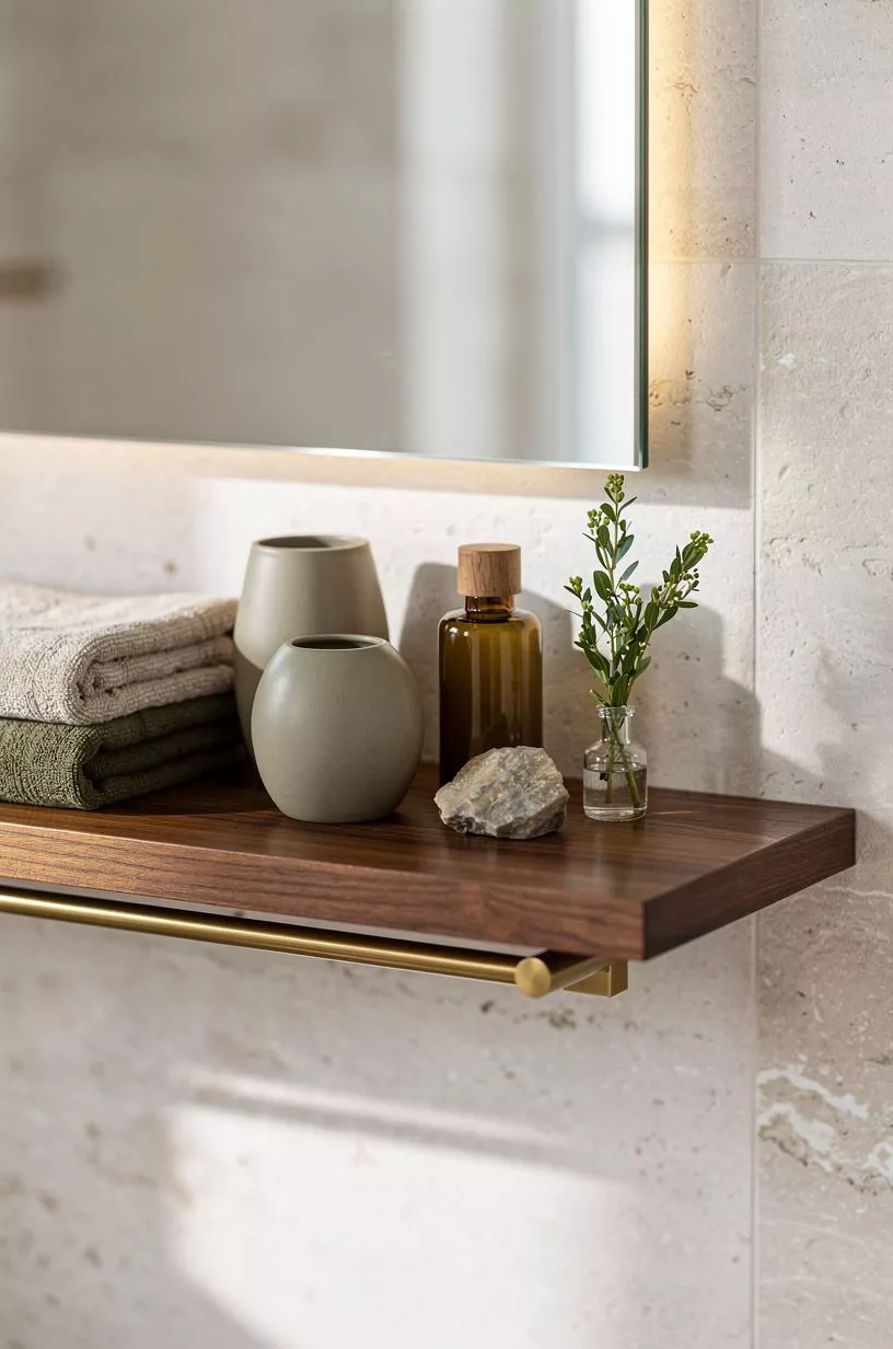 Hang a shelf beneath a fixed glass panel