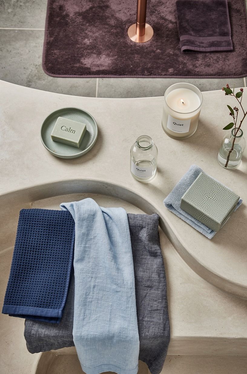 Layer blue textiles instead of buying a matching set