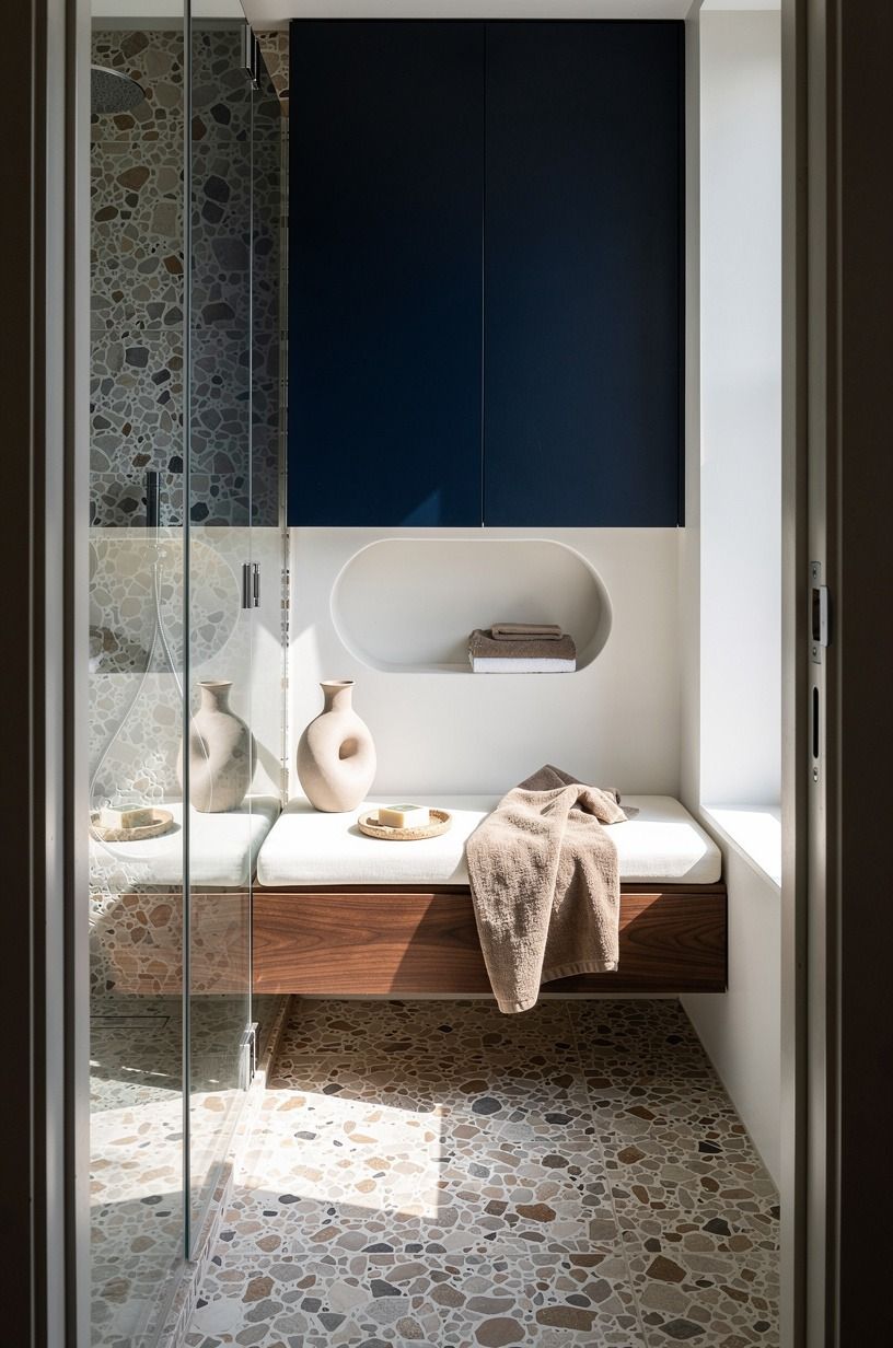 Make the shower read calm, not cramped
