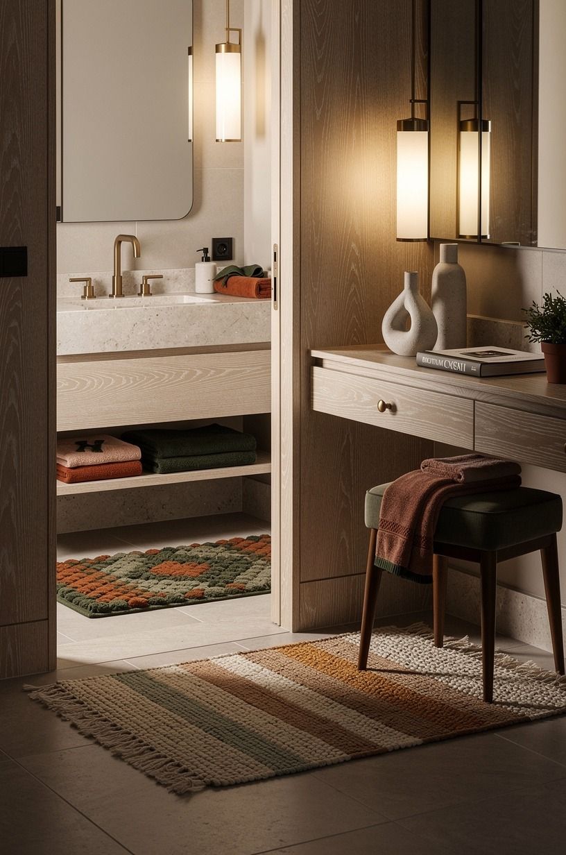 Mix textiles so the hard surfaces soften