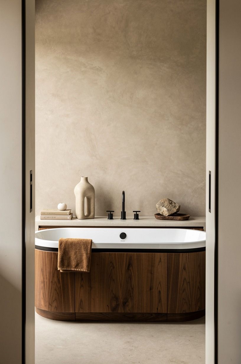 Paint the wall behind the tub something moody