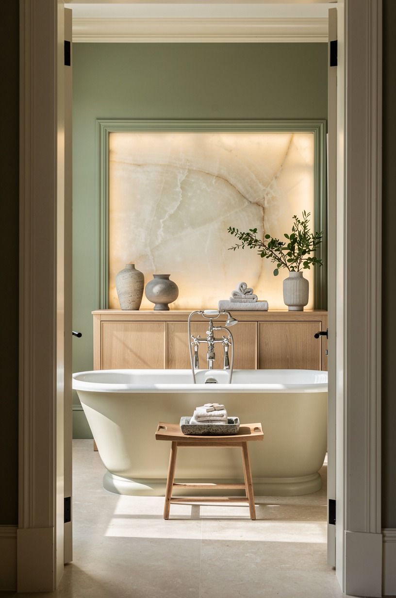 Paint the wall behind your master bath tub