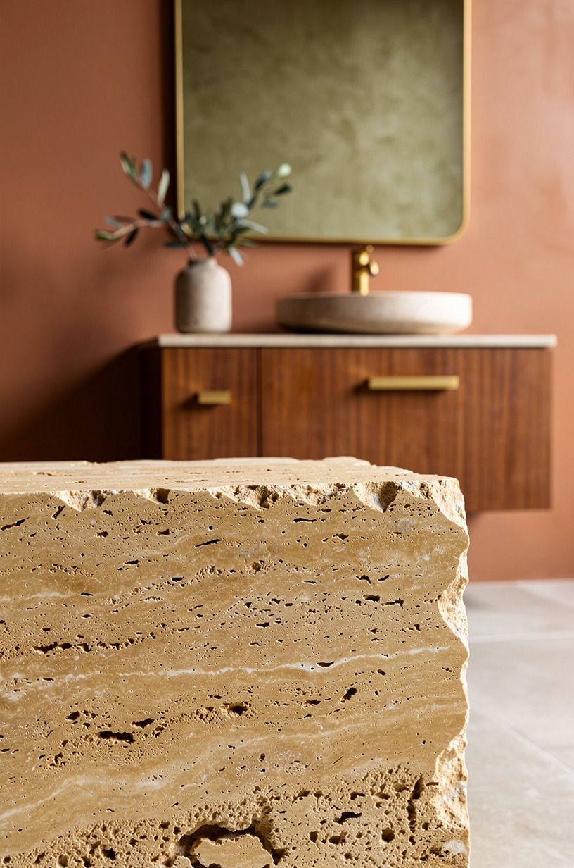 Put one bold material where guests can touch it