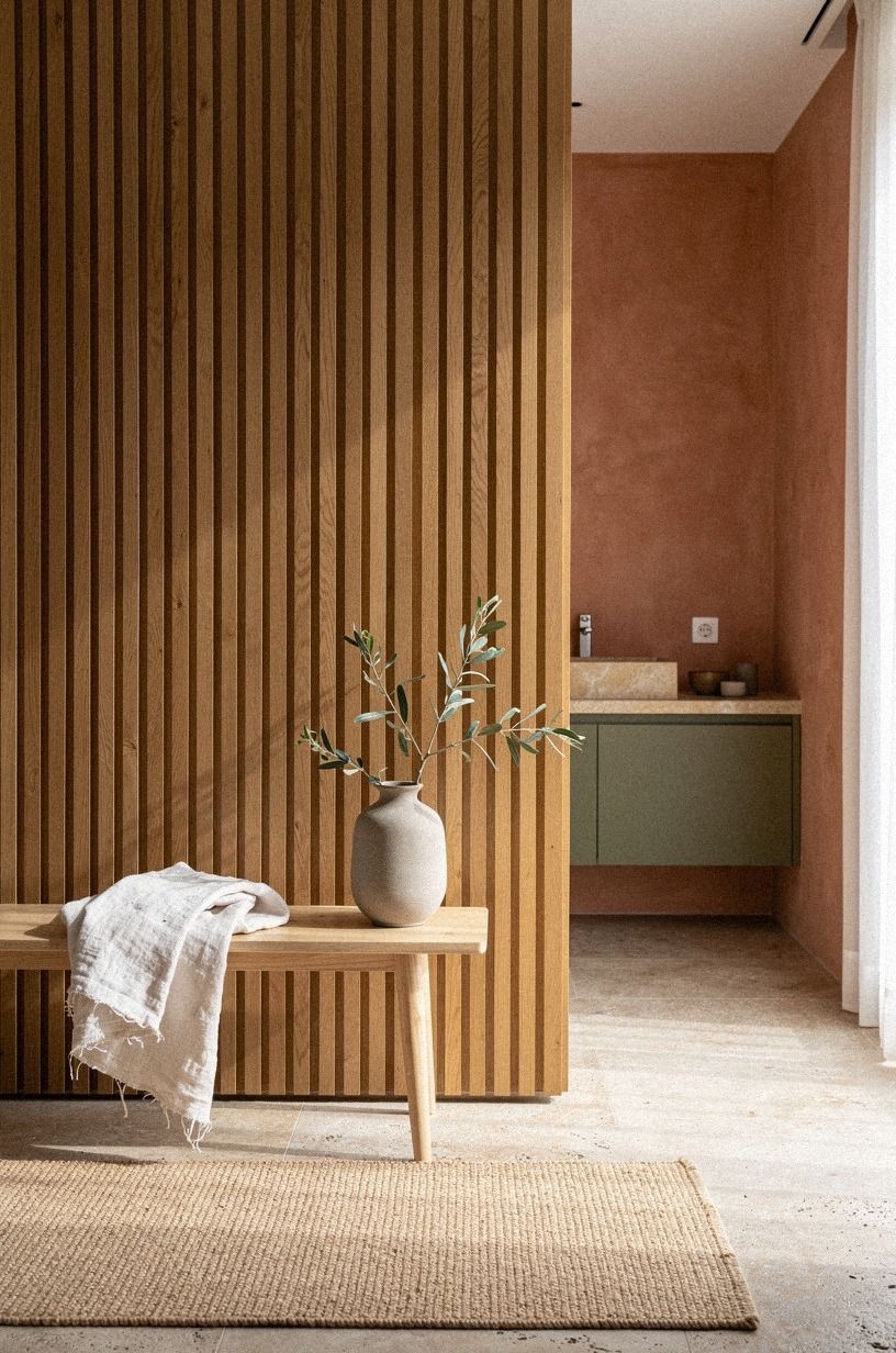 Run a slat wall for warmth and grip