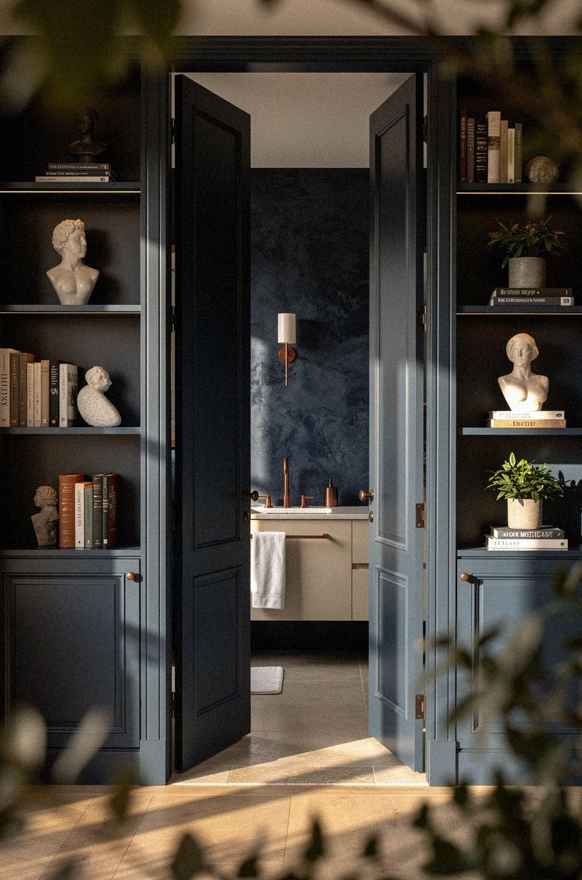 Use bookcase doors for double duty