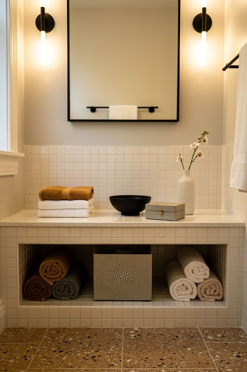Why choose a tiled bench shelf over a stool?