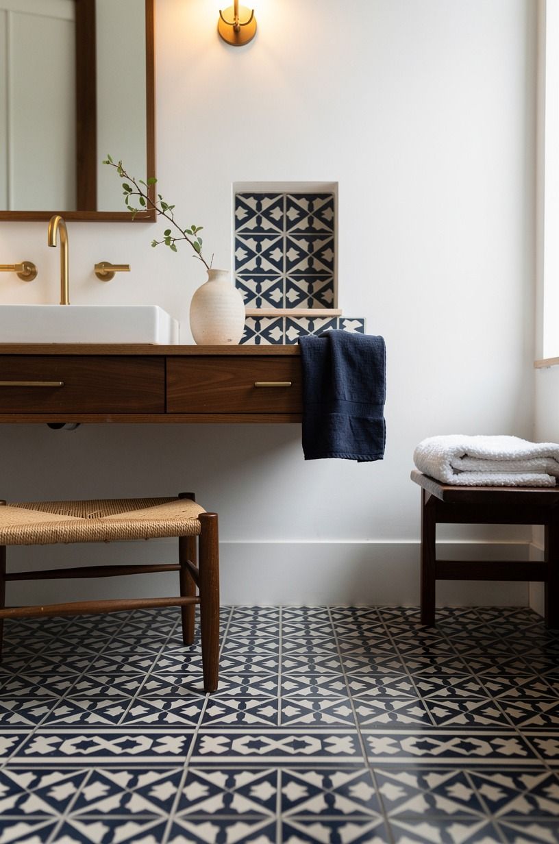Why does Moroccan tile work in a plain bathroom?
