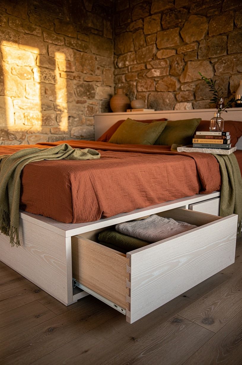 Build drawers into the platform bed
