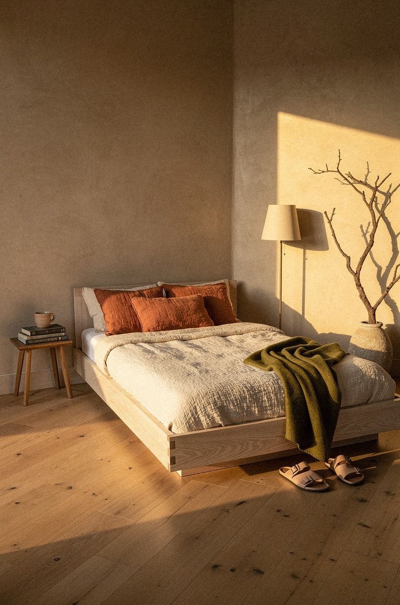 Raise the bed on a platform with deep drawers tucked underneath