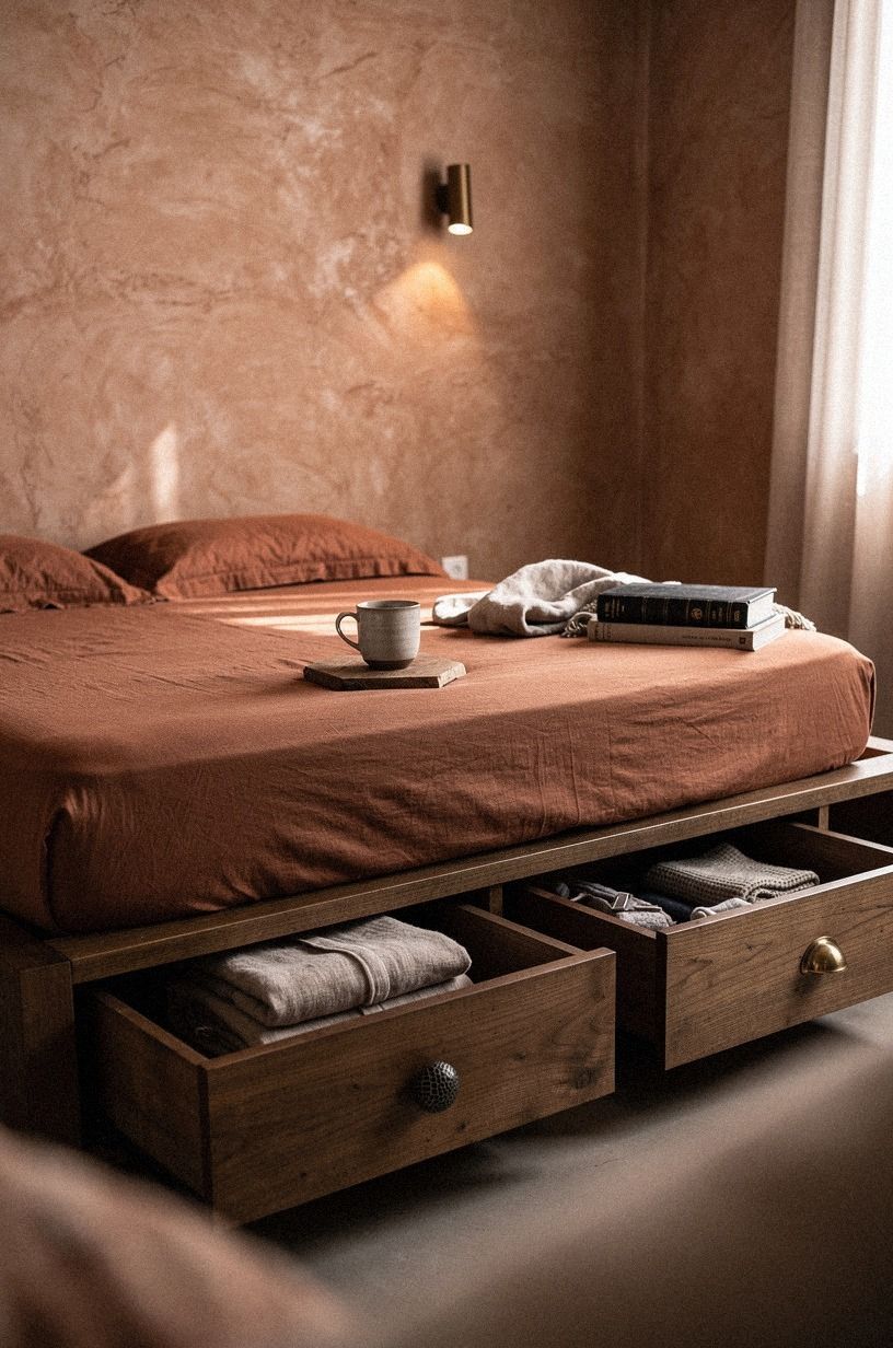 Slide shallow baskets under the bed, labels facing out
