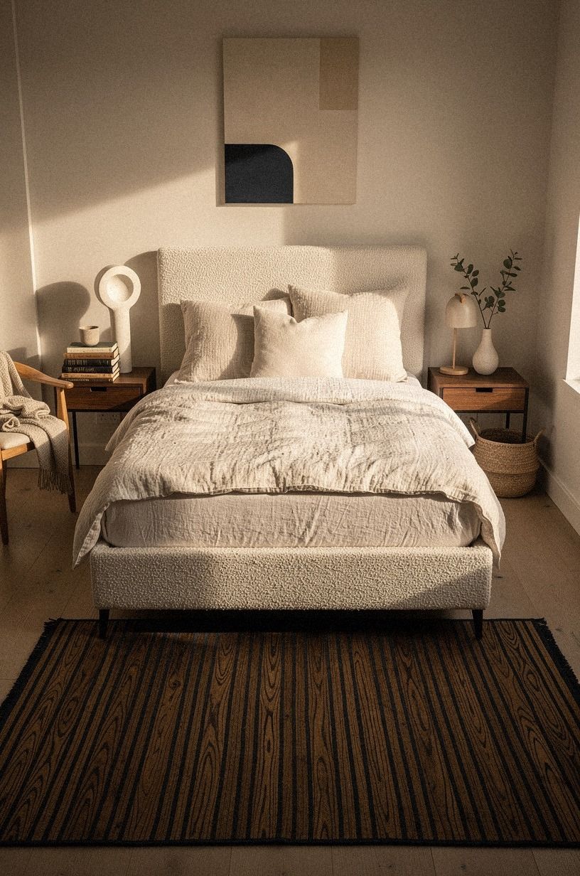 Build a storage wall behind the headboard