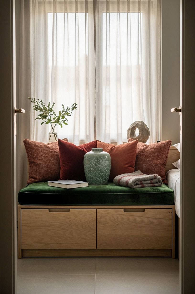Add a storage bench under the window