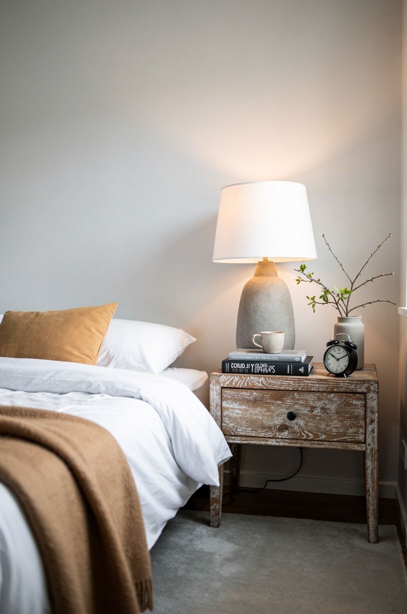 Use one oversized lamp for quiet drama