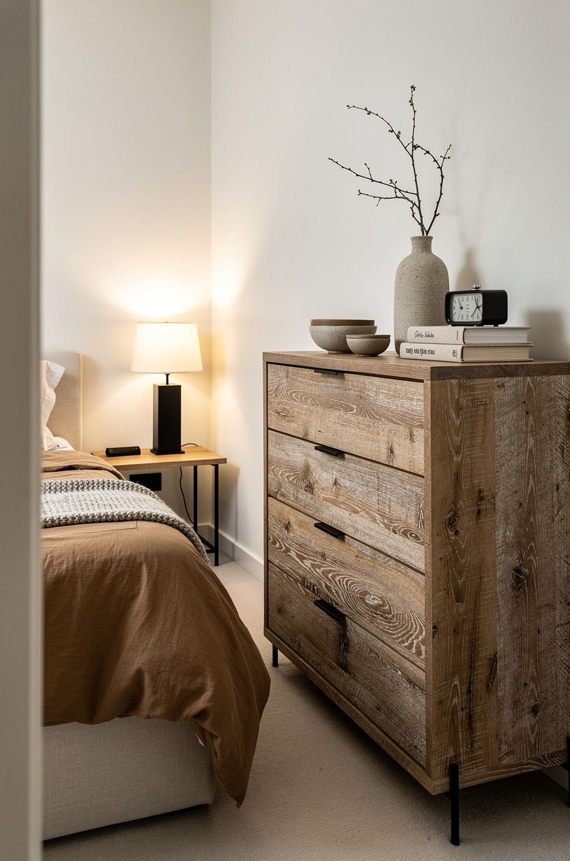 Tuck a tall dresser into the far corner