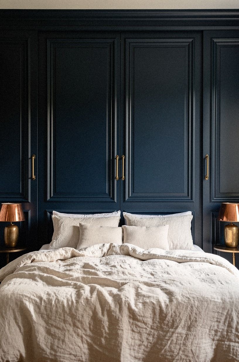 Run picture-frame molding across every wardrobe joint