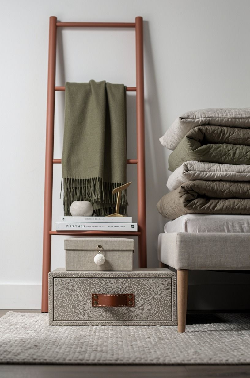 Style a ladder rack for folded layers