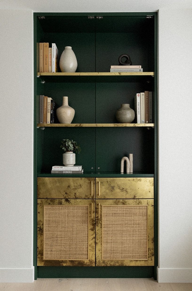 Build bookshelves across the closet opening