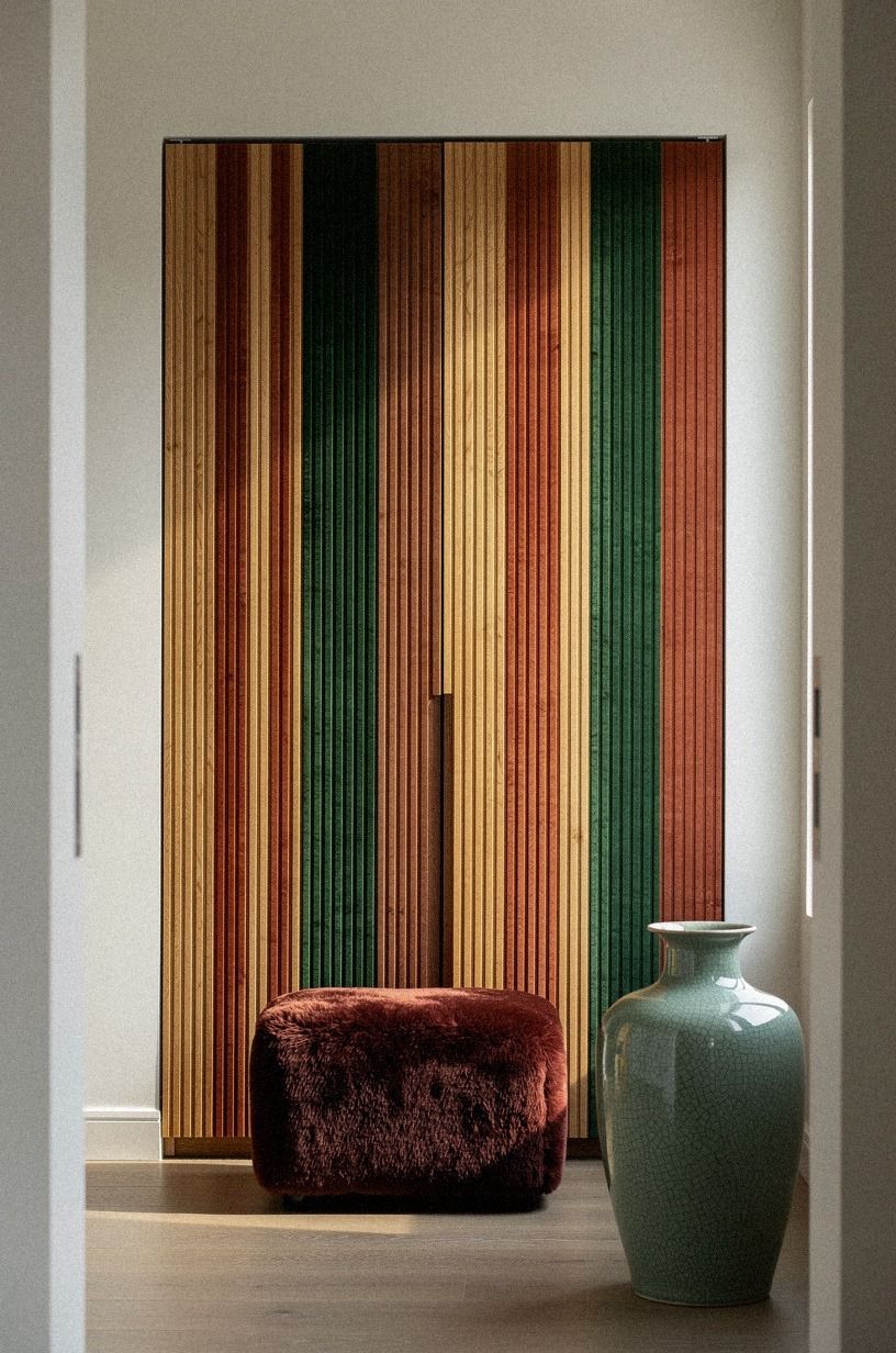 Add fluted wood over flat closet doors