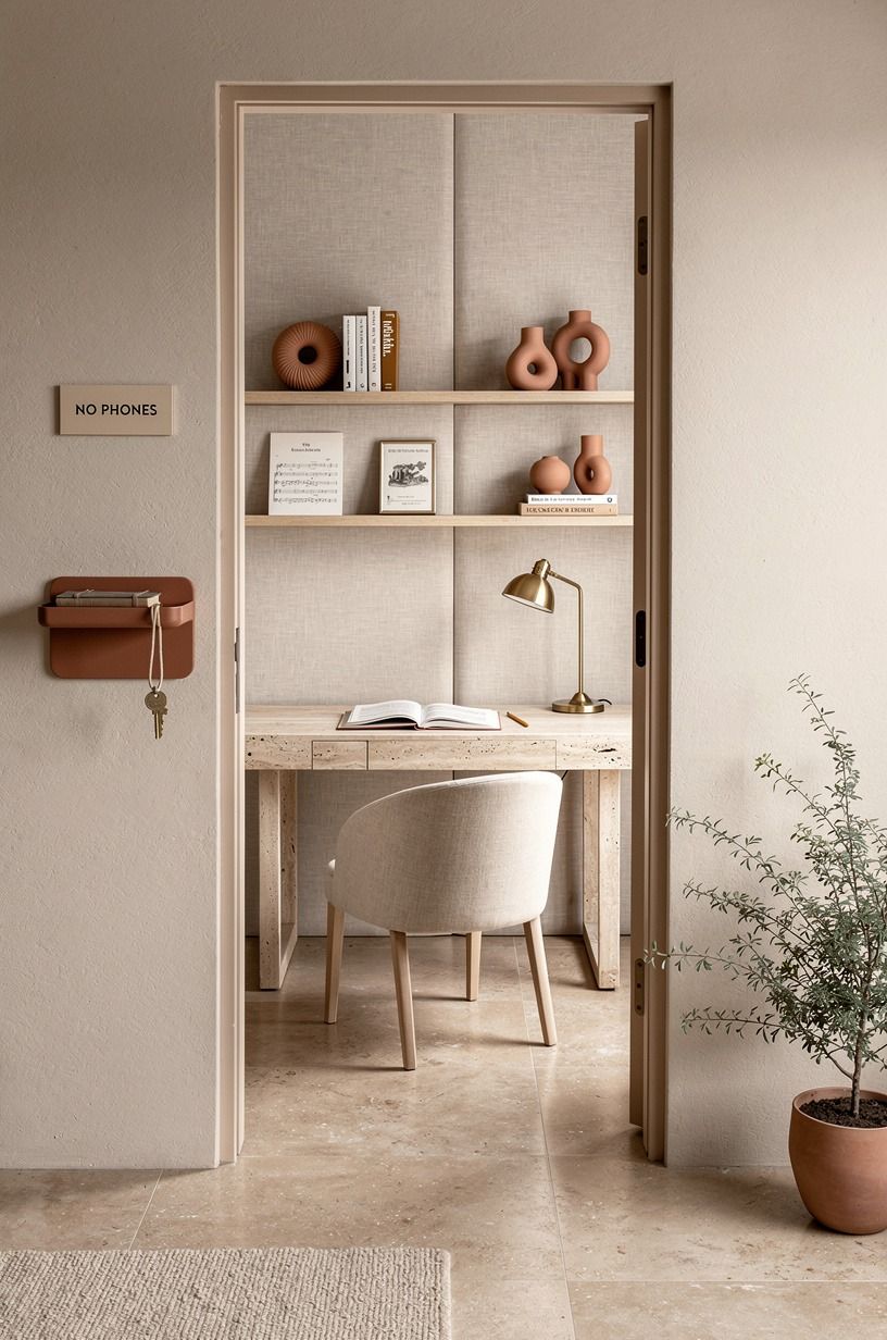 Frame the door with a no-phone landing zone