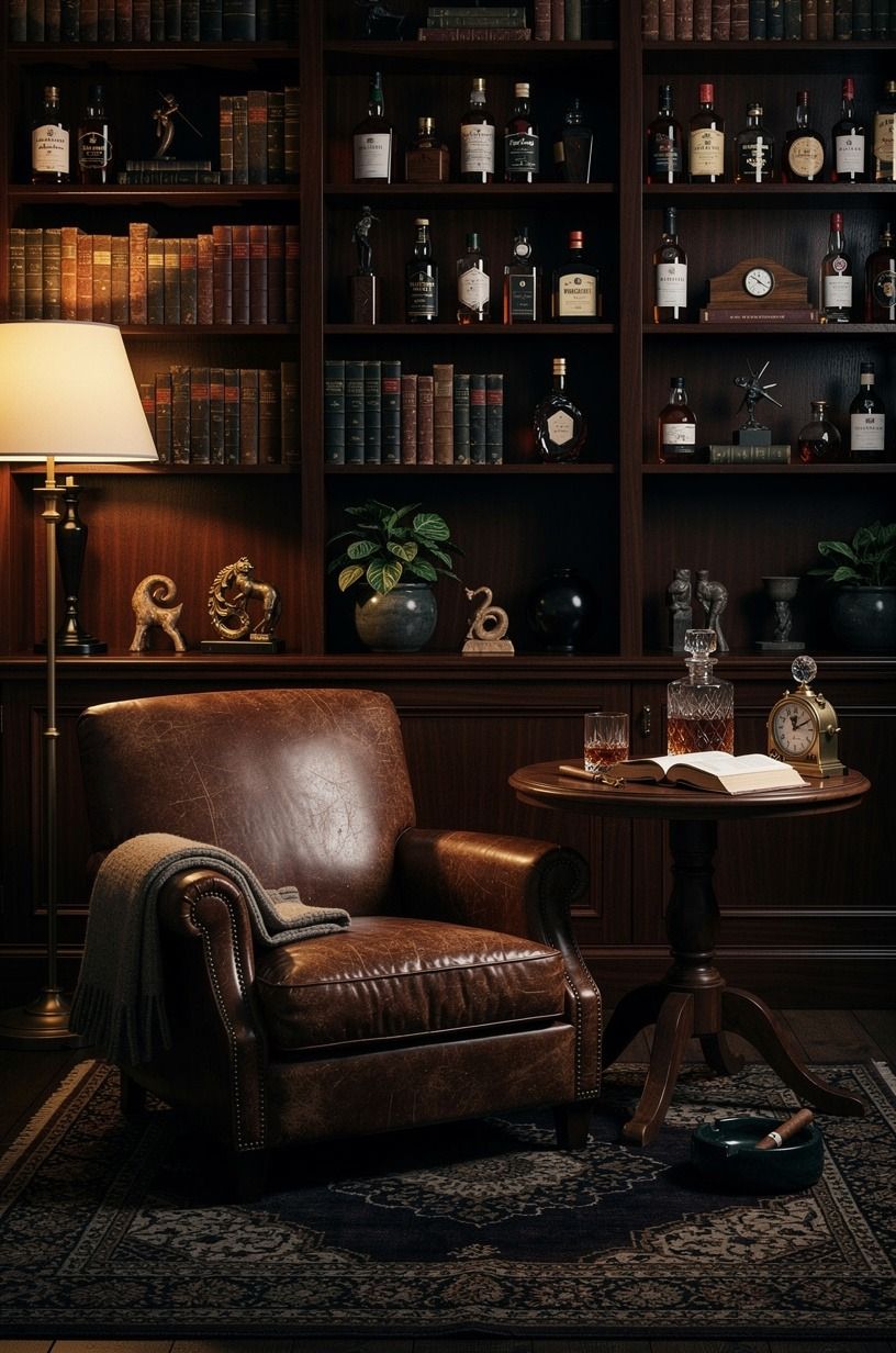 Anchor the room with one wall of floor-to-ceiling shelves