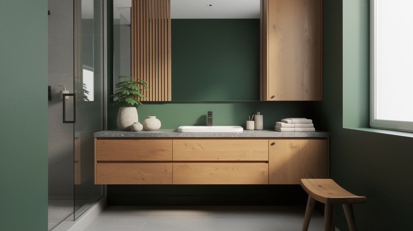 13 Dark Green & Wood Bathroom Ideas for Earthy, Organic Warmth That Actually Work