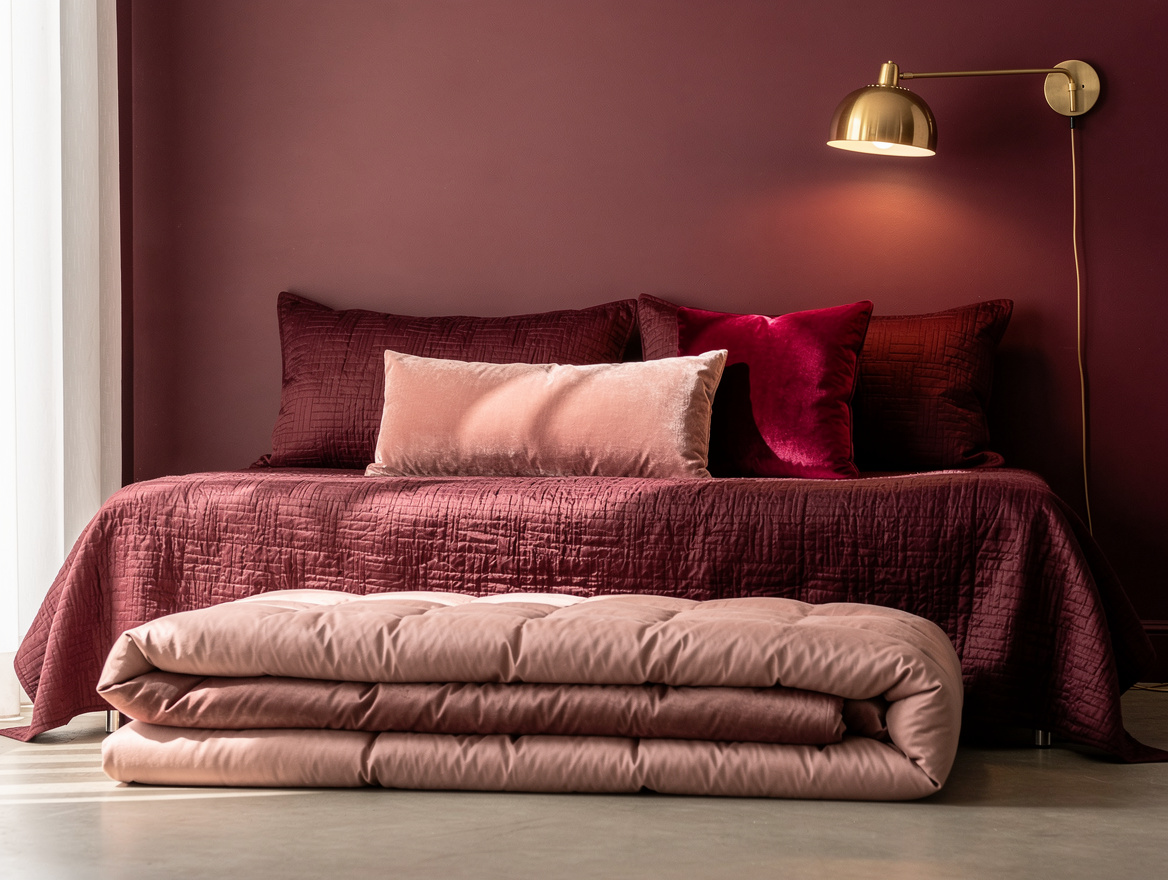 Editorial detail photograph of a twin daybed styled as a sofa, textured coverlet