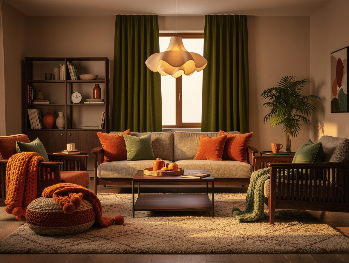 Wide atmospheric editorial photograph of a warm 2026 apartment living room with