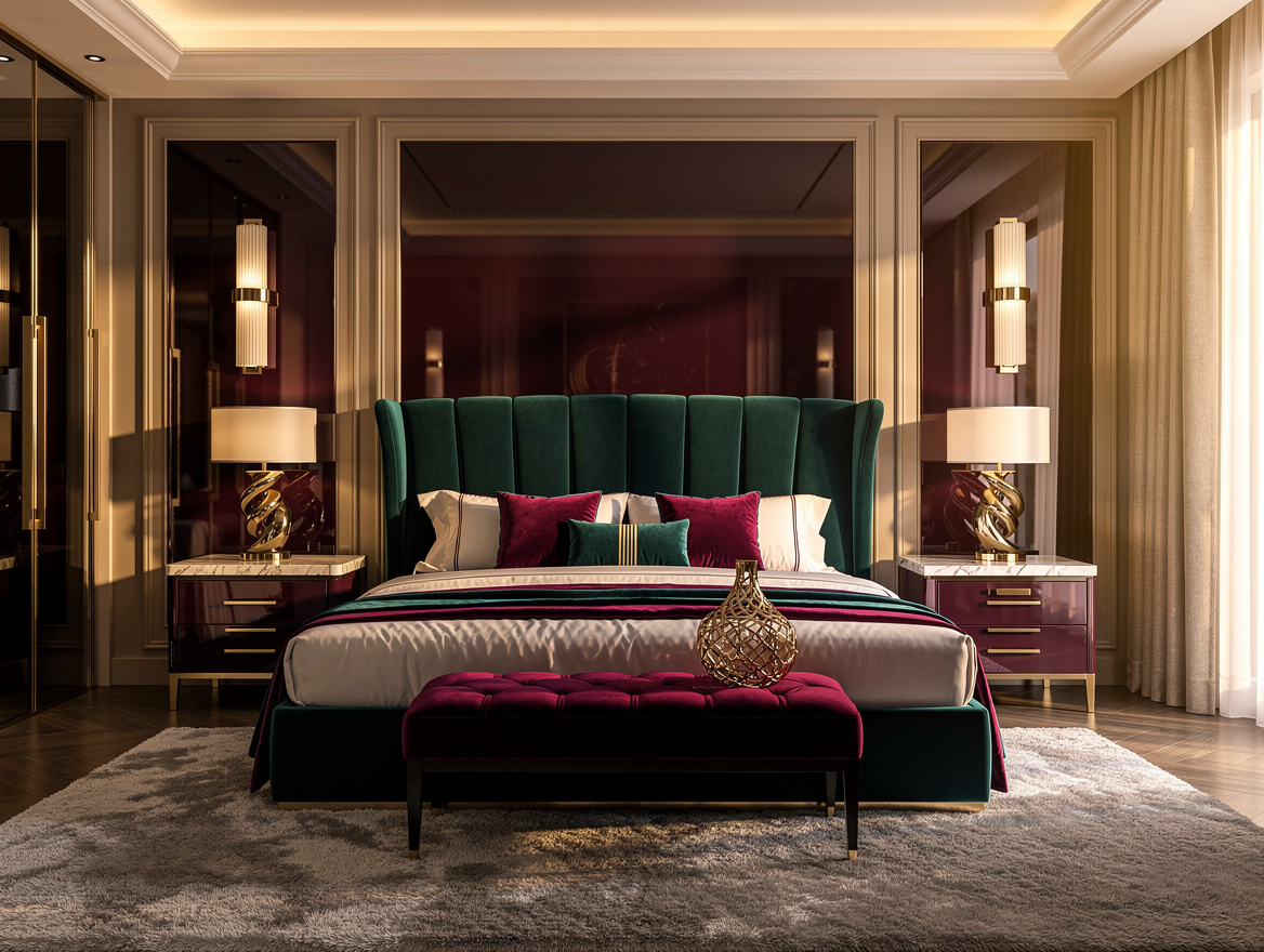 Wide ambiance photo of a luxury-inspired guest suite with glossy millwork, layer