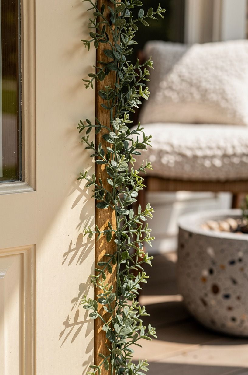 Frame the doorway with climbing faux greenery