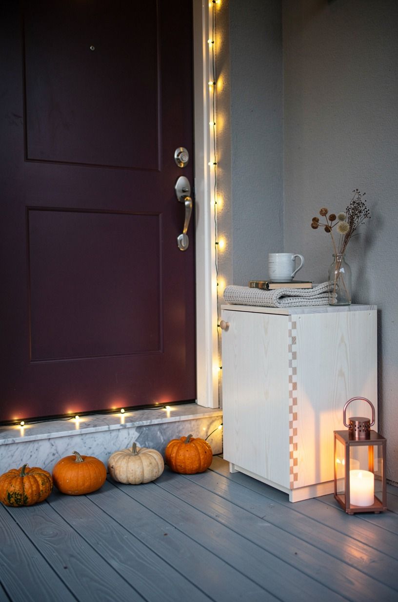 Line the threshold with mini pumpkin pairs