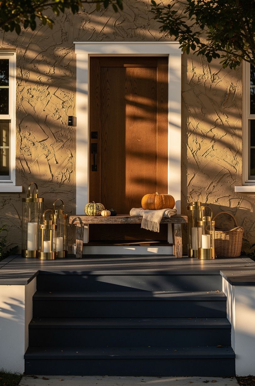 Add brass hurricanes for golden evening glow (The Three-Height Light Stack)