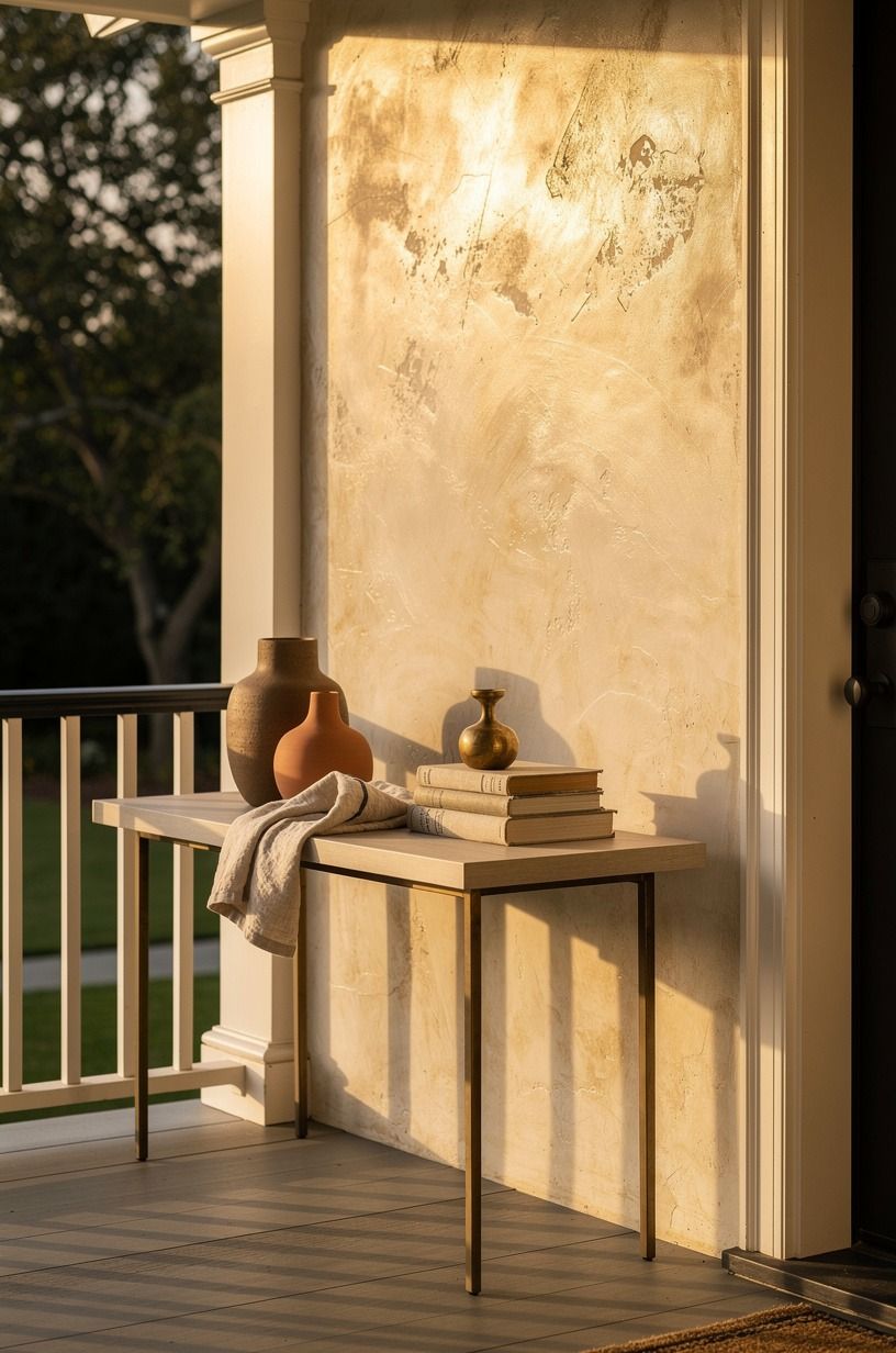 Float a narrow table beside the railing