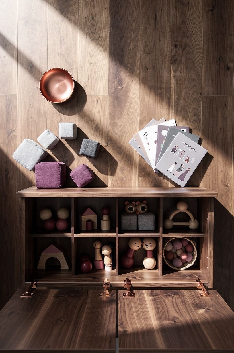 Hide toy cubbies inside a faux closet