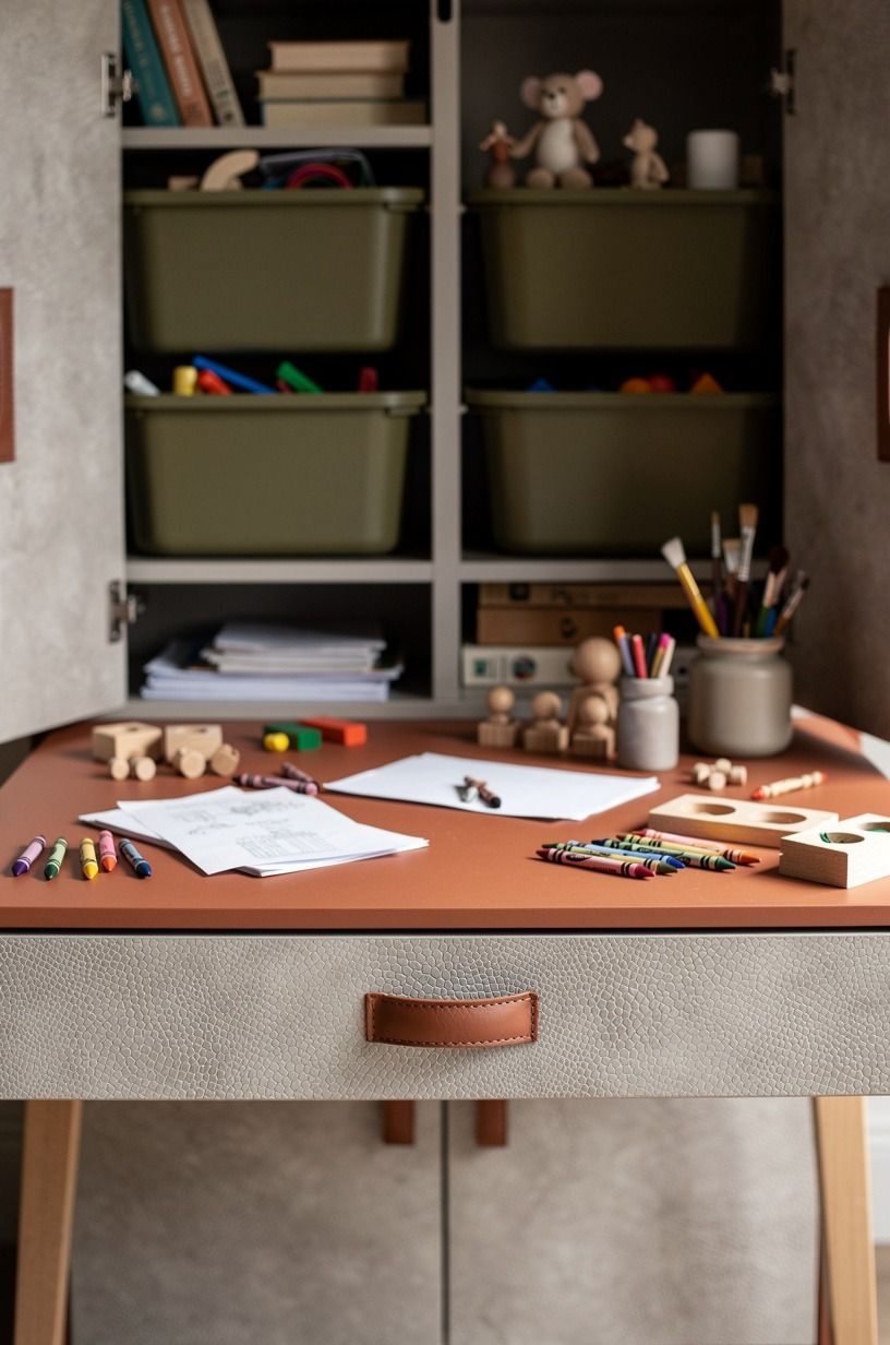 Disguise a craft table inside cabinetry