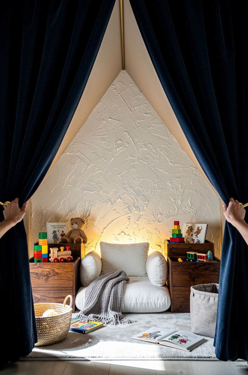Create a tented corner behind drapes