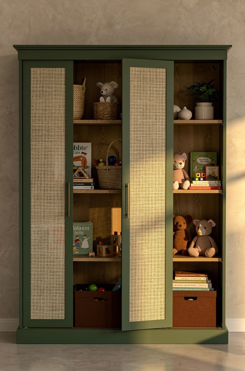 Mask play shelves with woven panels