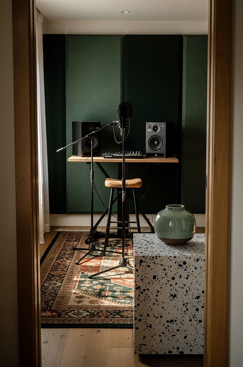 Layer a patterned rug under the recording zone