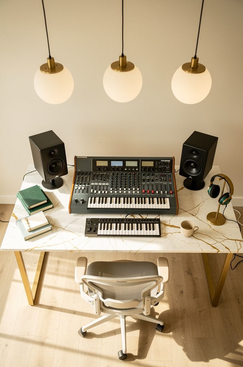 Hang pendant lights over the mixing desk